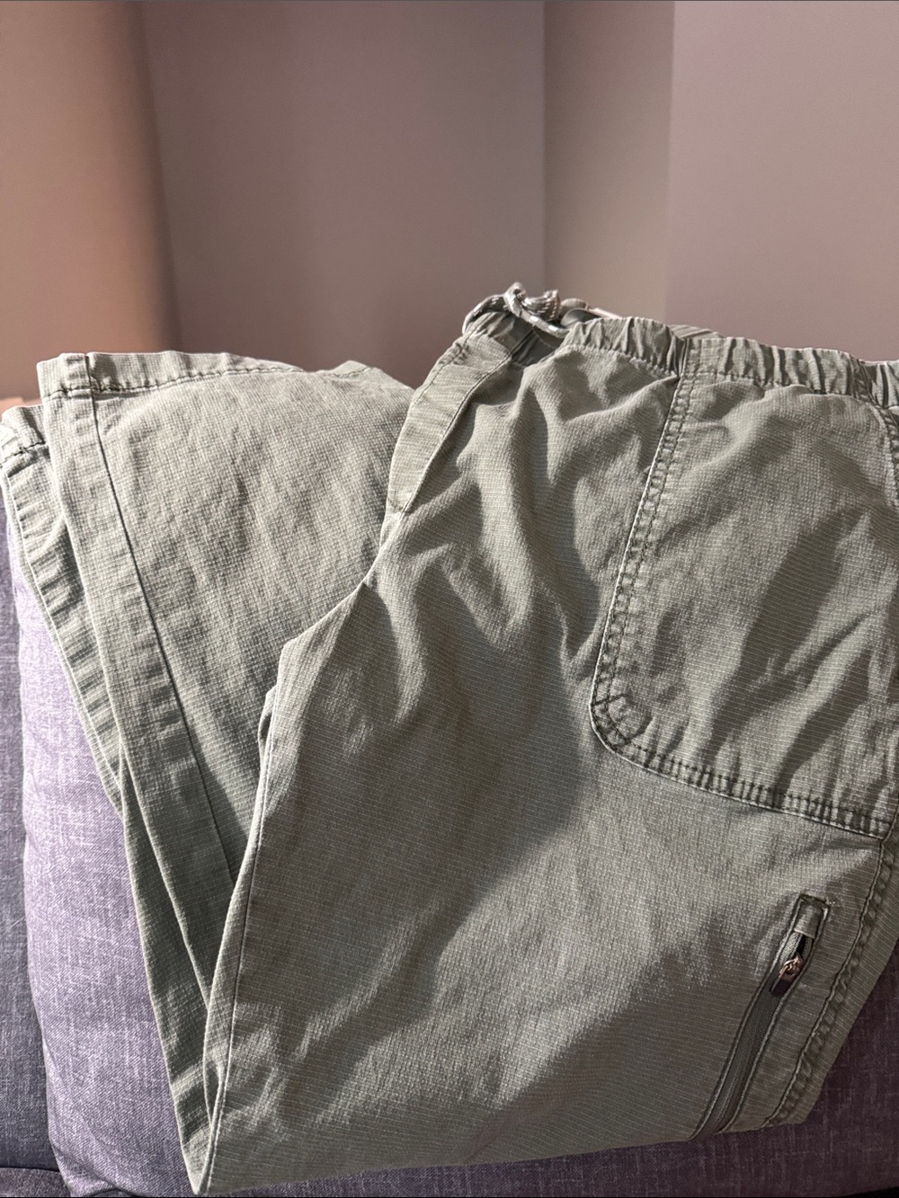 Ladies  Olive Green Casual Cotton Drawstring Pants